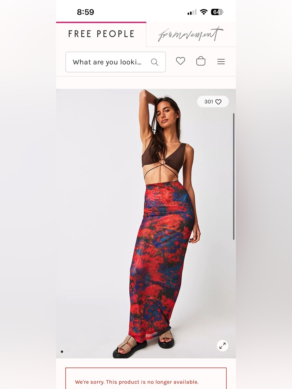 Ronny Kobo Collection Red & Blue Tie-Dye Maxi Skirt